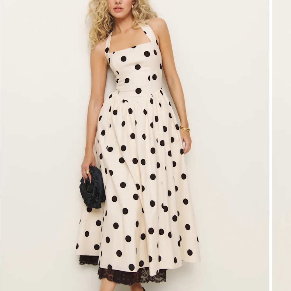 Reformation 
Polka Dot Halter Dress